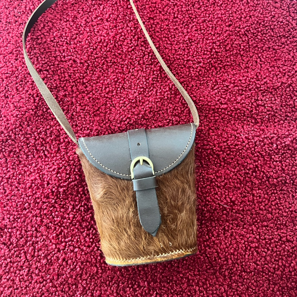 Brown and Black Leather Crossbody Bag